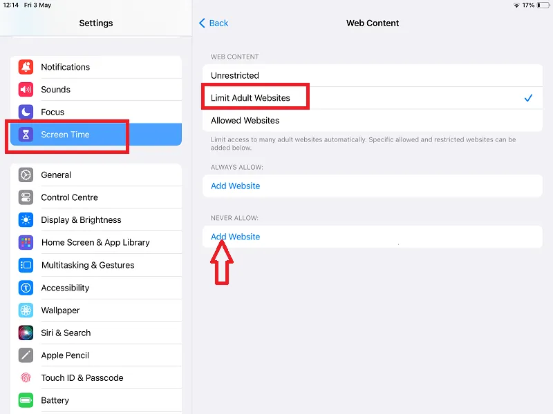 how to block gambling sites on ipad